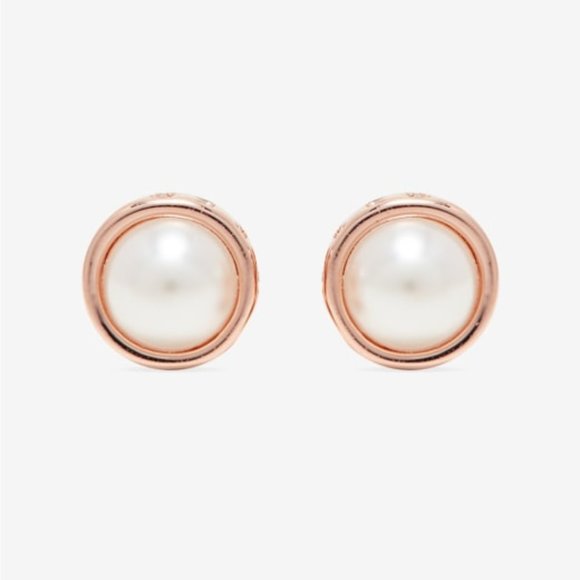 Ted Baker Round Stud Earrings White - Picture 2 of 2